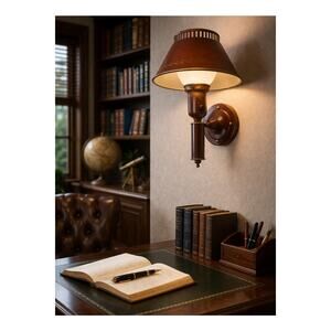 Vintage Toleware Torch Wall Light Red Gold Colonial Style French MCM 50s 60s